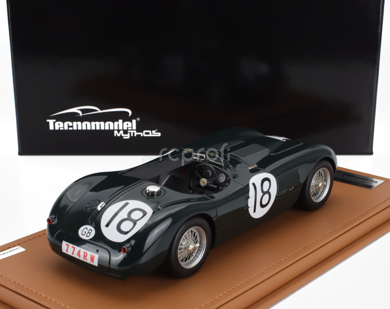 Tecnomodel Jaguar C-type Spider 3.4l Team Jaguar Cars Ltd N 18 Winner 24h Le Mans 1953 Tony Rolt - Duncan Hamilton 1:18 Britská Závodní Zelená