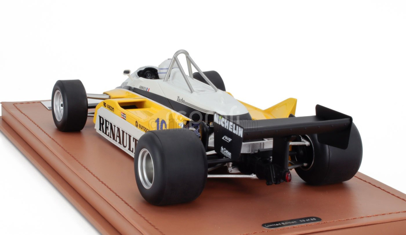 Tecnomodel Renault F1  Re30b V6 Turbo Team Renault Elf N 16 Winner France Gp (with Pilot Figure) 1982 Rene Arnoux 1:18 Bílá Žlutá Černá