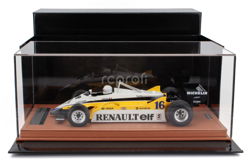 Tecnomodel Renault F1  Re30b V6 Turbo Team Renault Elf N 16 Winner France Gp (with Pilot Figure) 1982 Rene Arnoux 1:18 Bílá Žlutá Černá
