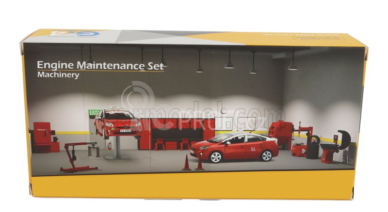 Tiny toys Accessories Set Officina Garage Engine Maintenance 1:43 Červená Stříbrná