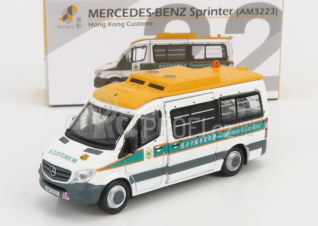 Tiny toys Mercedes benz Sprinter Minibus Am3223 Hong Kong Police 2018 1:76 Bílá Žlutá Zelená