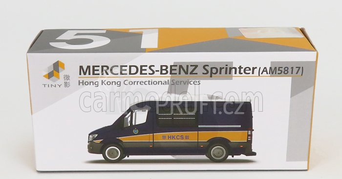 Tiny toys Mercedes benz Sprinter Van Transporter Hkcs Police 2018 1:76 Modrá Žlutá Bílá