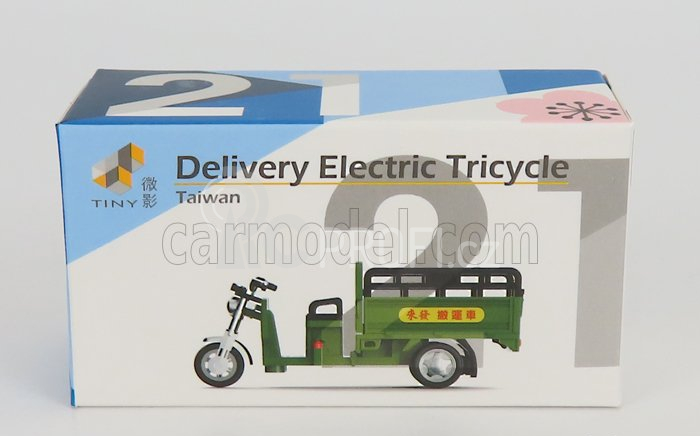 Tiny toys Motorcycle Taiwan Delivery Electric Tricycle 1980 1:64 Zelená