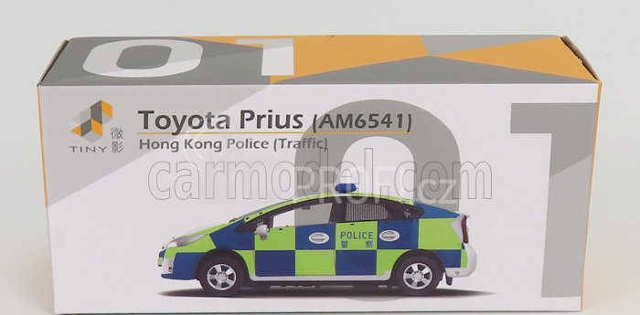 Tiny toys Toyota Prius Police 2009 1:64 Bílá Modrá Žlutá