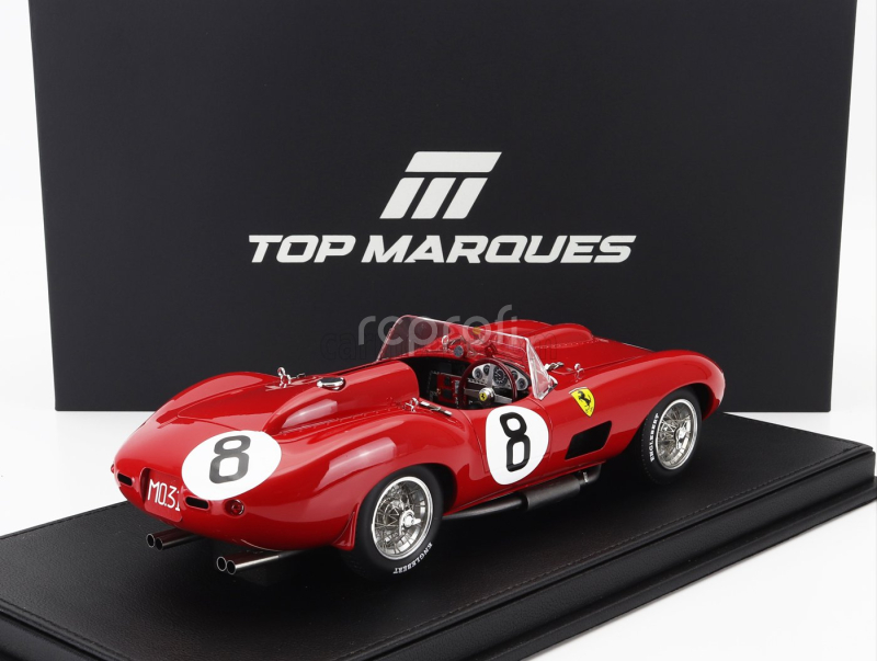 Topmarques Ferrari 315s Spider Team Scuderia Ferrari N 8 24h Le Mans 1957 Lewis Evans - Martino Severi 1:18 Red