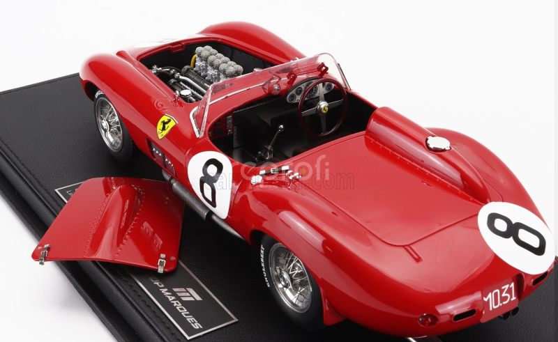Topmarques Ferrari 315s Spider Team Scuderia Ferrari N 8 24h Le Mans 1957 Lewis Evans - Martino Severi 1:18 Red