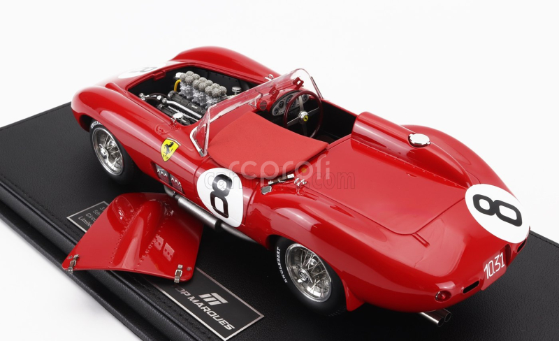 Topmarques Ferrari 315s Spider Team Scuderia Ferrari N 8 24h Le Mans 1957 Lewis Evans - Martino Severi 1:18 Red