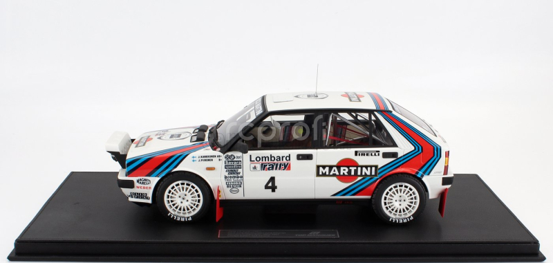 Topmarques Lancia Delta Hf Integrale 4wd Team Martini & Rossi Racing (night Version) N 4 Winner Rally Rac Lombard 1987 Juha Kankkunen - Juha Piironen - Con Vetrina - With Showcase 1:12 Bílá Červená Modrá