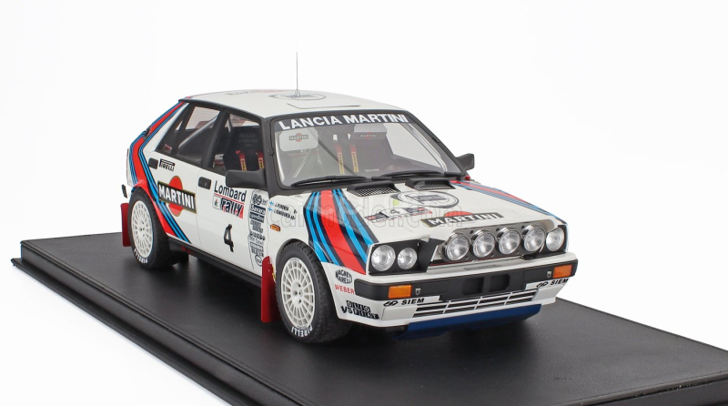 Topmarques Lancia Delta Hf Integrale 4wd Team Martini & Rossi Racing (night Version) N 4 Winner Rally Rac Lombard 1987 Juha Kankkunen - Juha Piironen - Con Vetrina - With Showcase 1:12 Bílá Červená Modrá