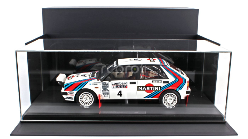 Topmarques Lancia Delta Hf Integrale 4wd Team Martini & Rossi Racing (night Version) N 4 Winner Rally Rac Lombard 1987 Juha Kankkunen - Juha Piironen - Con Vetrina - With Showcase 1:12 Bílá Červená Modrá