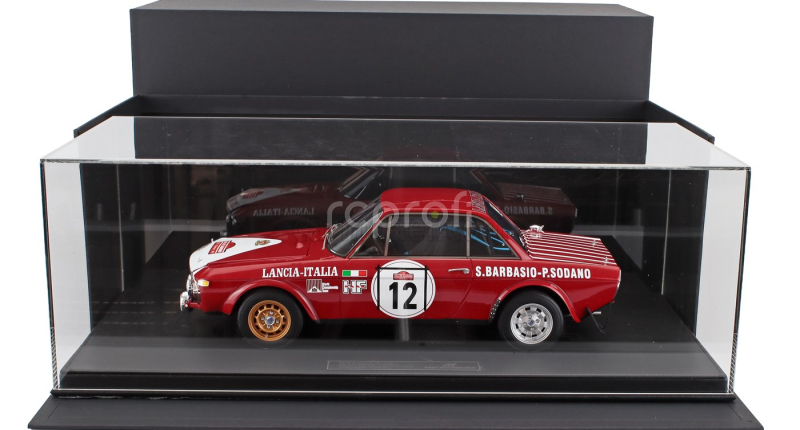 Topmarques Lancia Fulvia Hf 1600 Coupe (night Version) N 12 2nd Rally Sanremo 1972 Sergio Barbasio - Piero Sodano - Con Vetrina - With Showcase 1:12 Červená Bílá