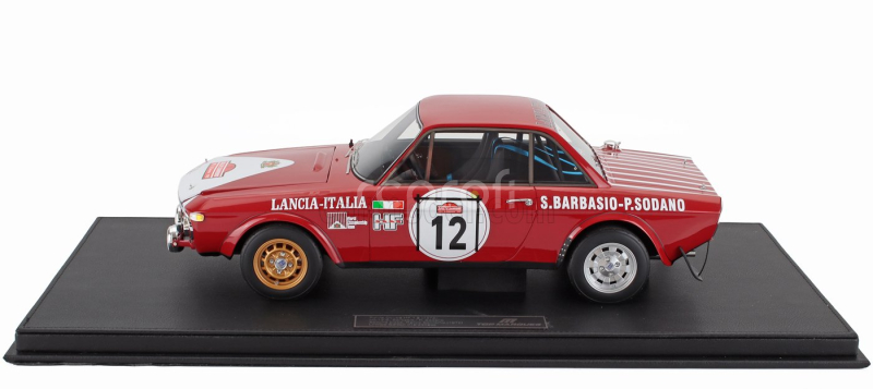 Topmarques Lancia Fulvia Hf 1600 Coupe (night Version) N 12 2nd Rally Sanremo 1972 Sergio Barbasio - Piero Sodano - Con Vetrina - With Showcase 1:12 Červená Bílá