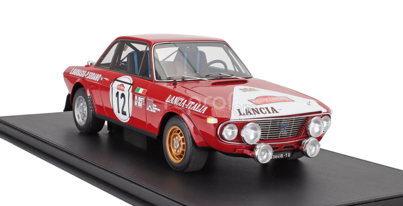 Topmarques Lancia Fulvia Hf 1600 Coupe (night Version) N 12 2nd Rally Sanremo 1972 Sergio Barbasio - Piero Sodano - Con Vetrina - With Showcase 1:12 Červená Bílá