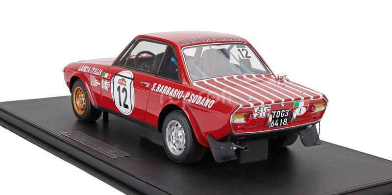 Topmarques Lancia Fulvia Hf 1600 Coupe (night Version) N 12 2nd Rally Sanremo 1972 Sergio Barbasio - Piero Sodano - Con Vetrina - With Showcase 1:12 Červená Bílá