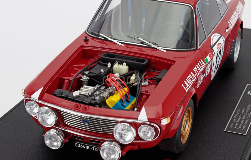 Topmarques Lancia Fulvia Hf 1600 Coupe (night Version) N 12 2nd Rally Sanremo 1972 Sergio Barbasio - Piero Sodano - Con Vetrina - With Showcase 1:12 Červená Bílá