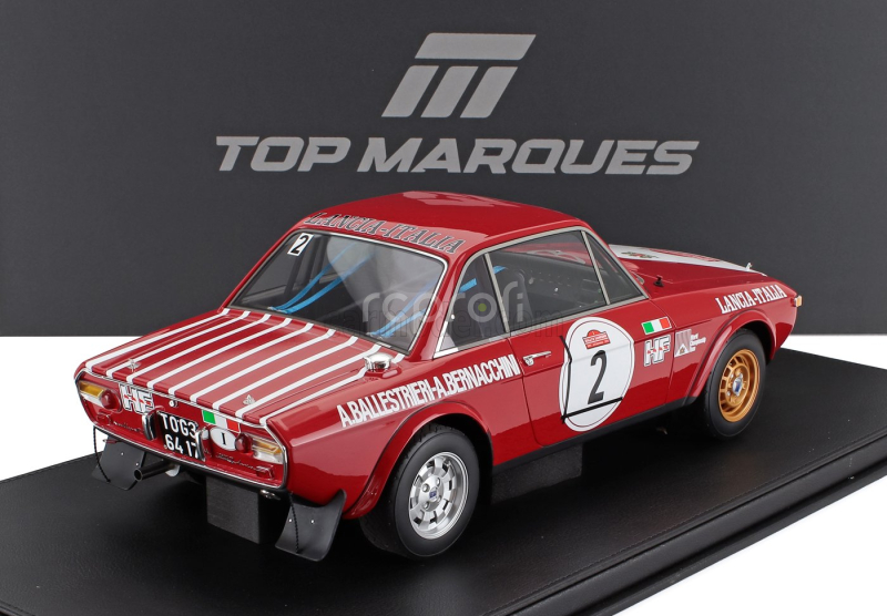 Topmarques Lancia Fulvia Hf 1600 Coupe (night Version) N 2 Winner Rally Sanremo 1972 Amilcare Ballestrieri - Arnaldo Bernacchini - Con Vetrina - With Showcase 1:12 Červená Bílá