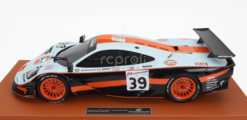 Topmarques Mclaren F 1 Gtr 6.0l V12 Team Gulf Davidoff Gtc Racing N 39 24h Le Mans 1997 R.bellm - A.g.scott - M.sekiya 1:12 Světle Modrá Červená