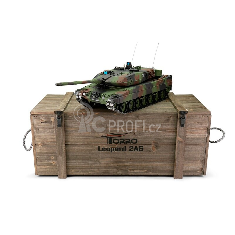 TORRO tank PRO 1/16 RC Leopard 2A6 kamufláž - Airsoft BB kouř z hlavně