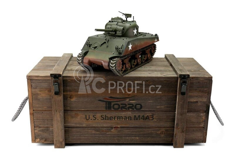 TORRO tank PRO 1/16 RC M4A3 Sherman 75mm zelená kamufláž - BB Airsoft