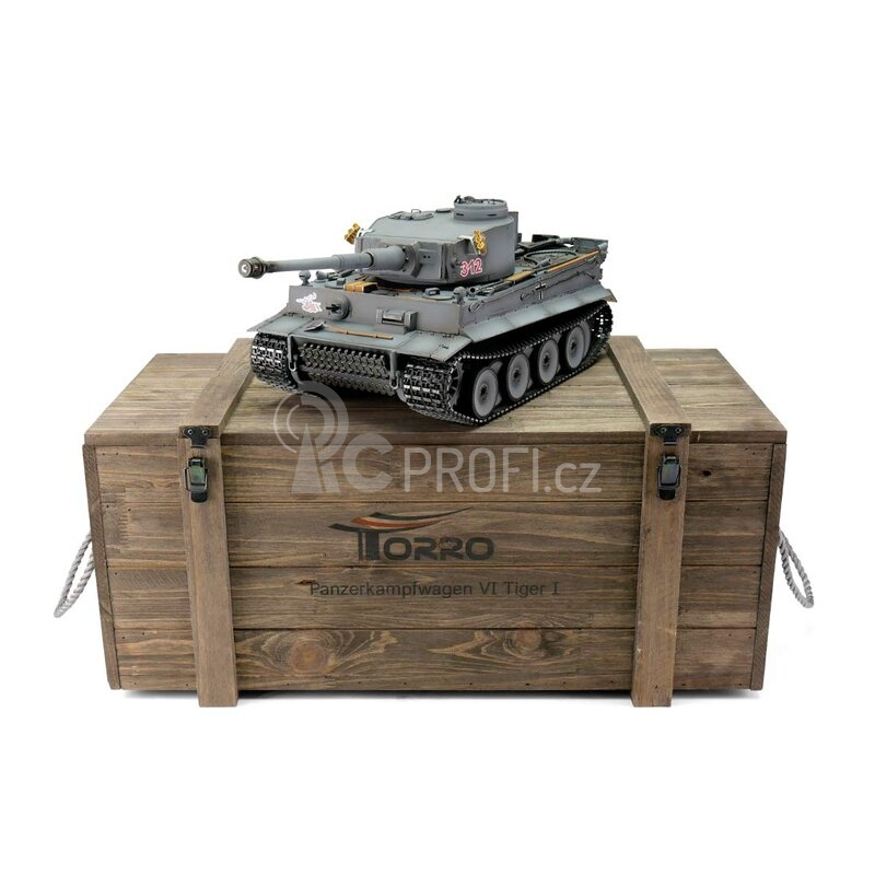 TORRO tank PRO 1/16 RC Tiger I dřívejší verze šedá kamufláž - BB - kouř z hlavně