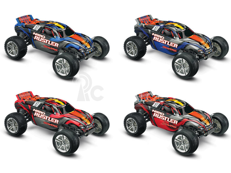 RC auto Traxxas Nitro Rustler 1:10 TQi RTR, stříbrno-červená