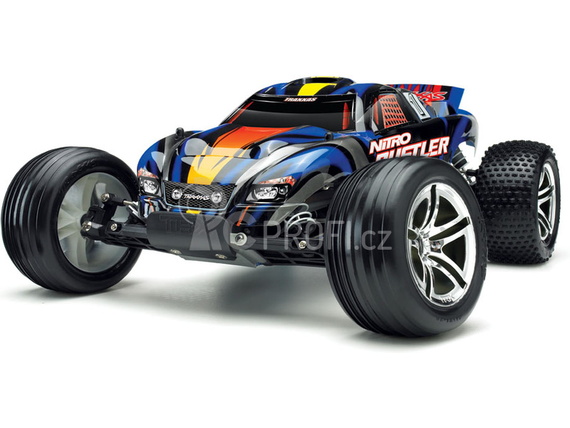 RC auto Traxxas Nitro Rustler 1:10 TQi RTR, stříbrno-červená