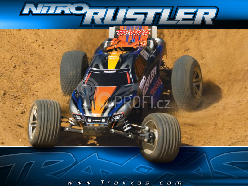 RC auto Traxxas Nitro Rustler 1:10 TQi RTR, stříbrno-červená