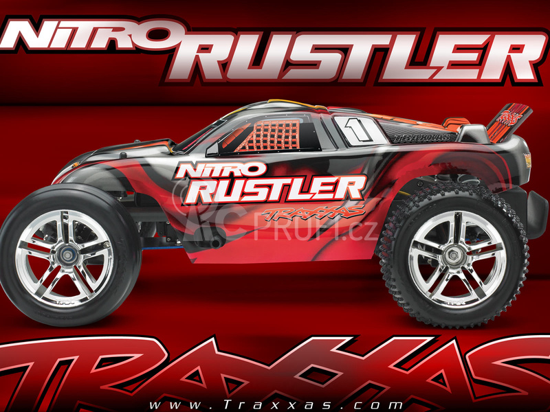RC auto Traxxas Nitro Rustler 1:10 TQi RTR, stříbrno-modrá