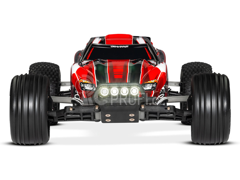 RC auto Traxxas Rustler 1:10 RTR s LED osvětlením, červeno-černá