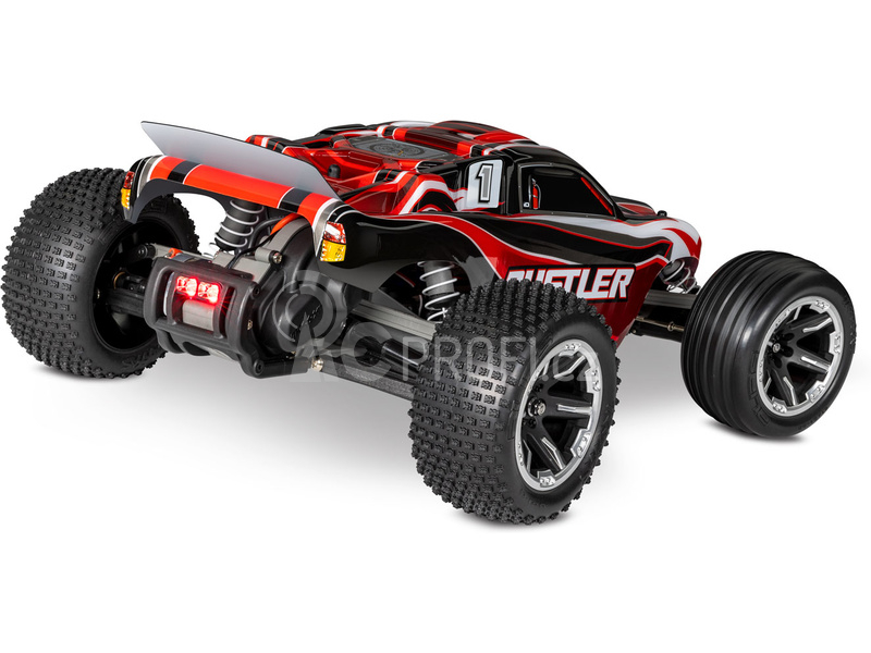 RC auto Traxxas Rustler 1:10 RTR s LED osvětlením, červeno-černá