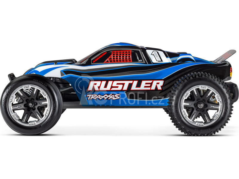 RC auto Traxxas Rustler 1:10 RTR s LED osvětlením, červeno-černá