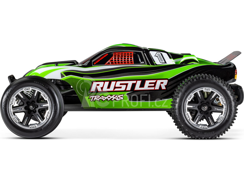 RC auto Traxxas Rustler 1:10 RTR s LED osvětlením, červeno-černá