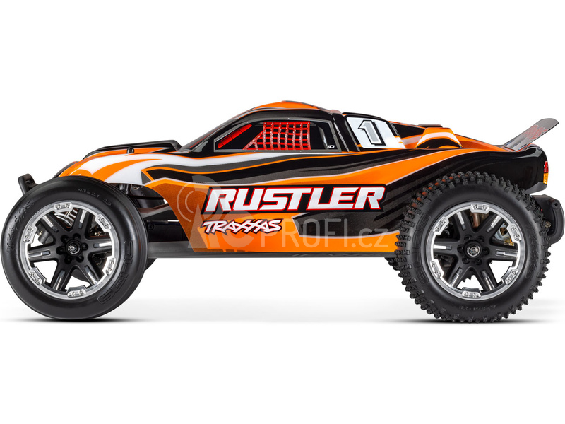 RC auto Traxxas Rustler 1:10 RTR s LED osvětlením, červeno-černá