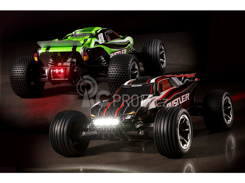 RC auto Traxxas Rustler 1:10 RTR s LED osvětlením, červeno-černá