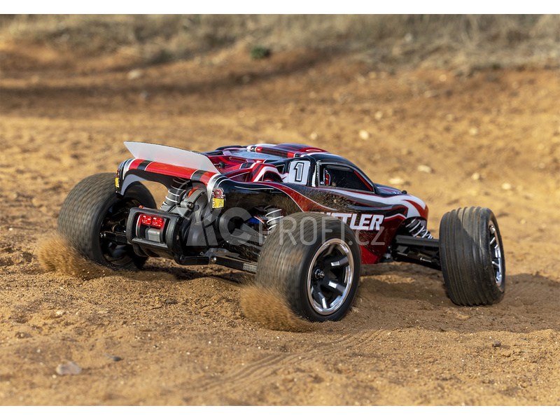 RC auto Traxxas Rustler 1:10 RTR s LED osvětlením, oranžová