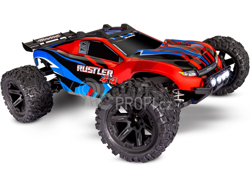 RC auto Traxxas Rustler 4WD 1:10 RTR s LED osvětlením, červená