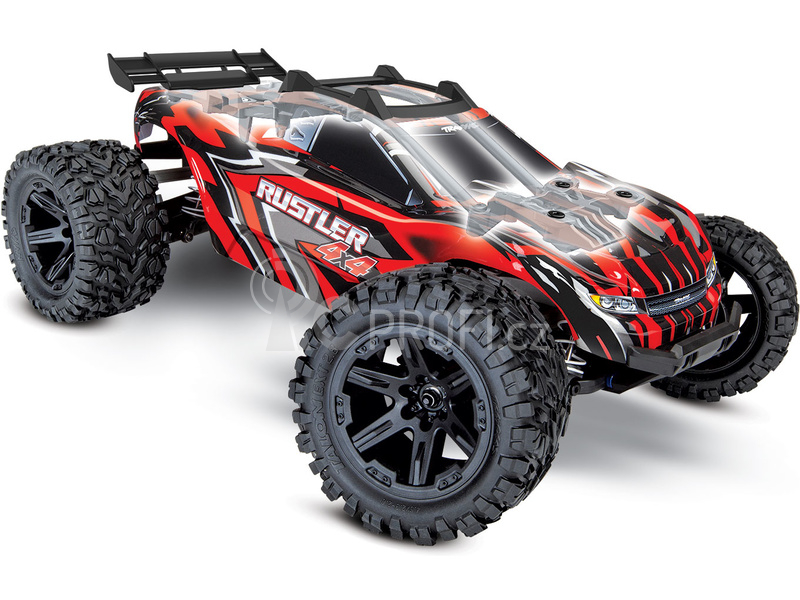RC auto Traxxas Rustler 4WD 1:10 RTR s LED osvětlením, červená