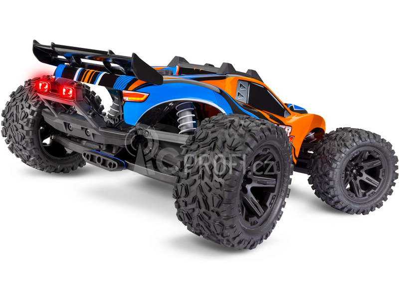 RC auto Traxxas Rustler 4WD 1:10 RTR s LED osvětlením, oranžová