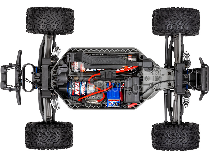 RC auto Traxxas Rustler 4WD 1:10 RTR s LED osvětlením, oranžová