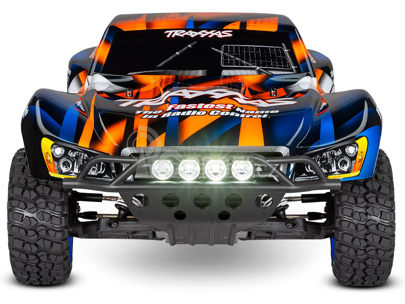 RC auto Traxxas Slash 1:10 RTR s LED osvětlením, červeno-modrá