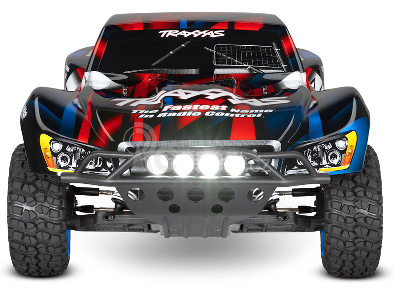 RC auto Traxxas Slash 1:10 RTR s LED osvětlením, červeno-modrá