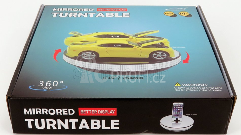 Triple9 Accessories Rotary Base Stand Medium Largh.cm 24.5 For 1/24 And 1/18 Scale - With Mirror Surface - Funzionante A Batteria + Cavo Usb 1:18 Black - Mirror