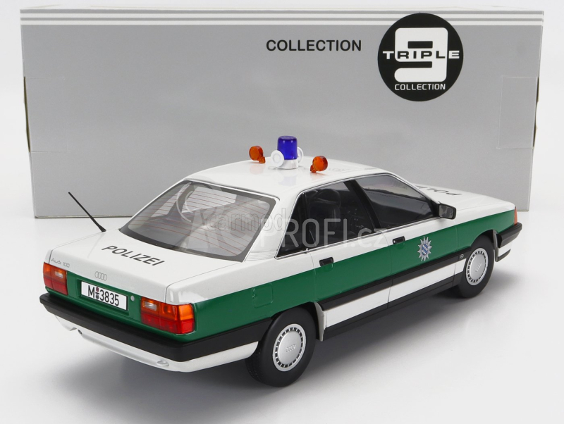 Triple9 Audi 100 (c3) Polizei 1989 1:18 Bílá Zelená