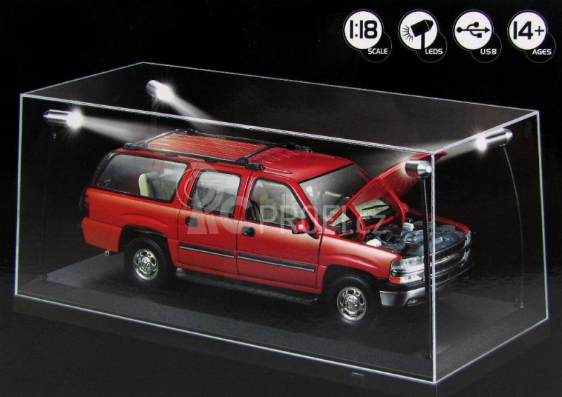 Triple9 Vetrina display box Lungh.lenght Cm 35.5 X Largh.width Cm 15.7 X Alt.height Cm 15.8 (altezza Interna Cm 13.5) - Luci Funzionanti Led 1:18 Plastový Displej