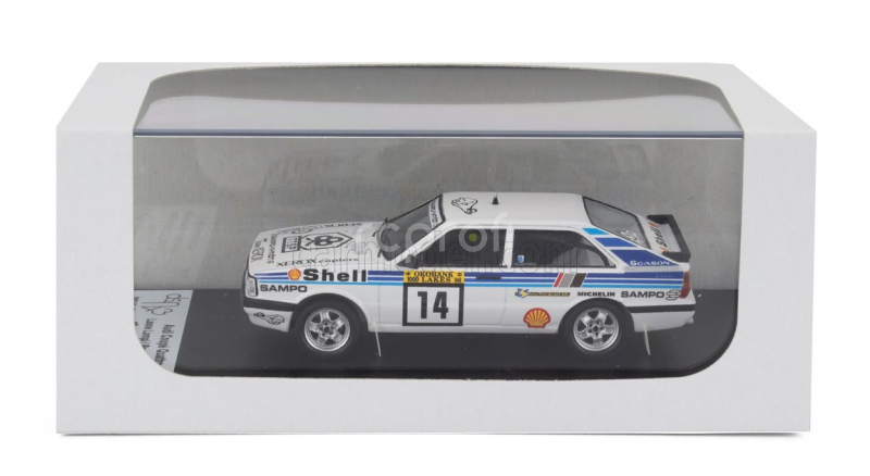 Trofeu Audi Quattro Coupe N 14 Rally 1000 Lakes 1986 Lasse Lampi - Pentti Kuukkala 1:43 Bílá Světle Modrá