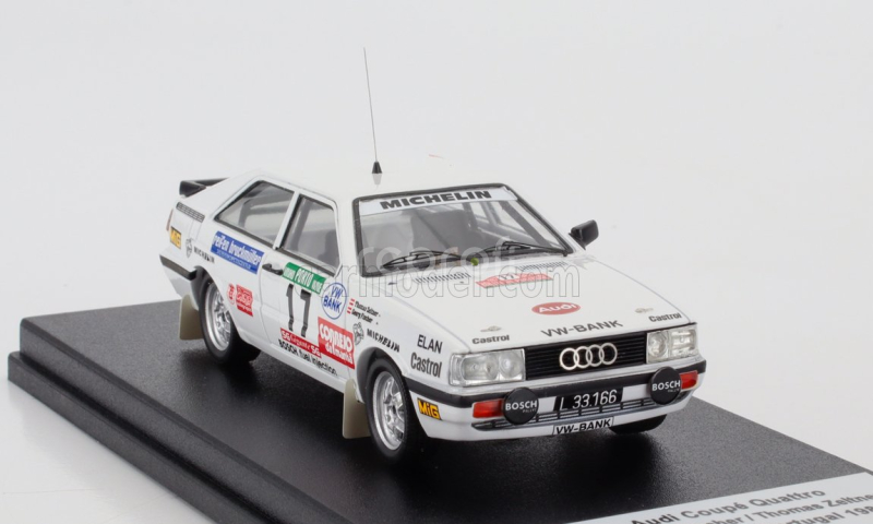 Trofeu Audi Quattro Coupe N 17 Rally Portogallo 1987 Georg Fischer - Thomas Zeltner 1:43 Bílá