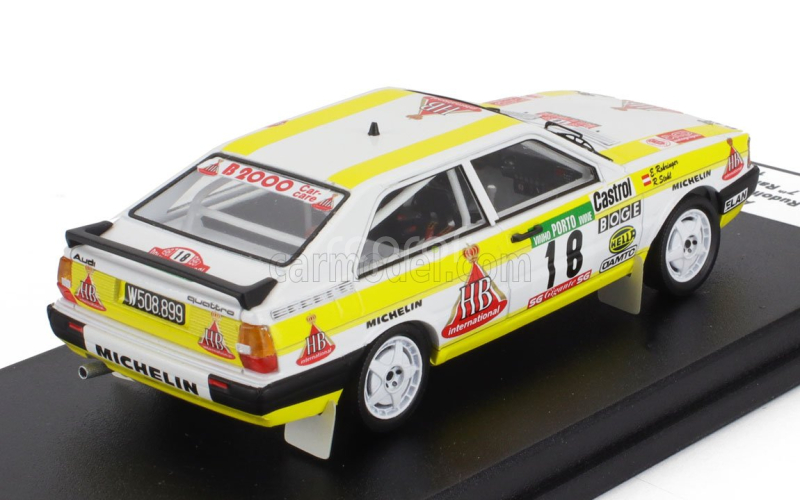 Trofeu Audi Quattro Coupe N 18 7th Rally Portugal 1987 Rudolf Stohl - Ernst Rohringer 1:43 Bílá Žlutá
