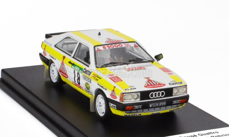 Trofeu Audi Quattro Coupe N 18 7th Rally Portugal 1987 Rudolf Stohl - Ernst Rohringer 1:43 Bílá Žlutá