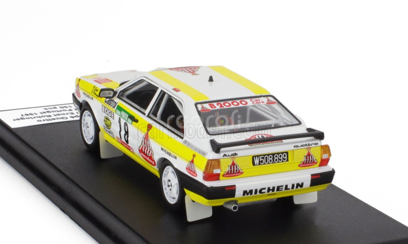 Trofeu Audi Quattro Coupe N 18 7th Rally Portugal 1987 Rudolf Stohl - Ernst Rohringer 1:43 Bílá Žlutá