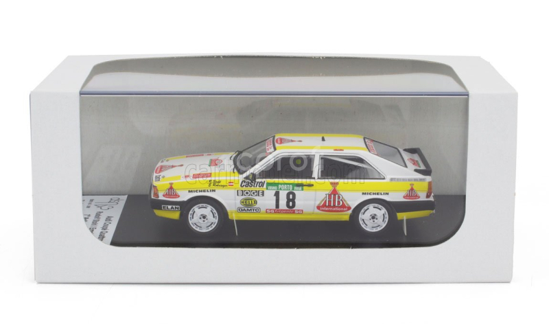 Trofeu Audi Quattro Coupe N 18 7th Rally Portugal 1987 Rudolf Stohl - Ernst Rohringer 1:43 Bílá Žlutá